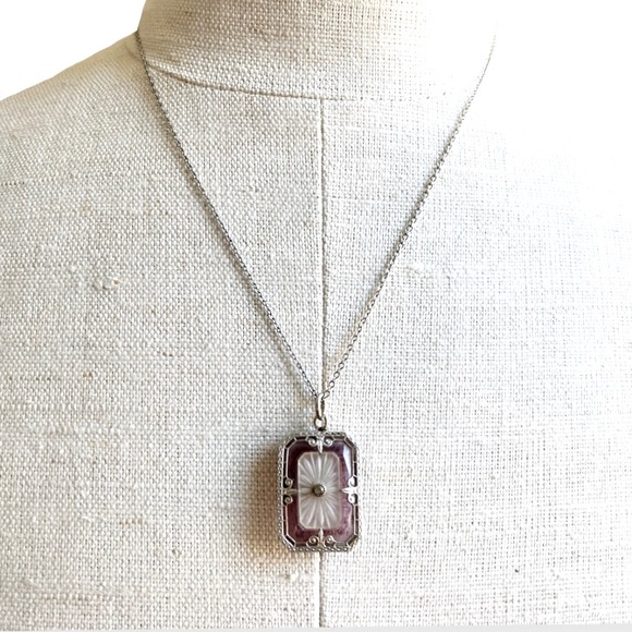Vintage Jewelry - ❌SOLD!! DO NOT PURCHASE!! Art Deco Purple Camphor Glass Necklace.